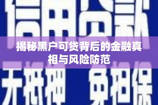 阳山揭秘黑户可贷背后的金融真相与风险防范