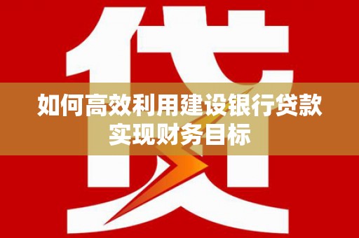阳山如何高效利用建设银行贷款实现财务目标