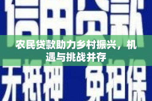 阳山农民贷款助力乡村振兴，机遇与挑战并存
