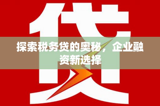 阳山探索税务贷的奥秘，企业融资新选择
