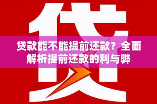 阳山贷款能不能提前还款？全面解析提前还款的利与弊