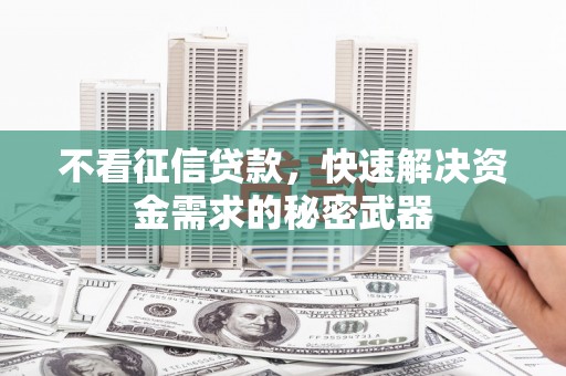 阳山不看征信贷款，快速解决资金需求的秘密武器