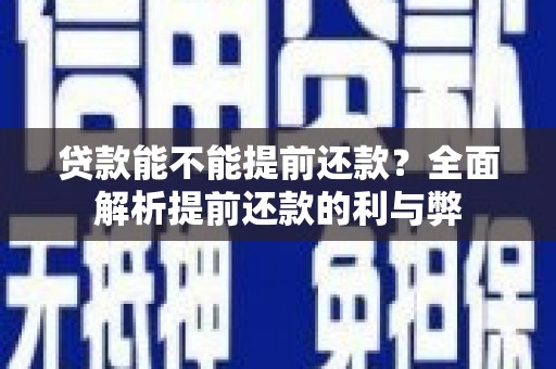 阳山贷款能不能提前还款？全面解析提前还款的利与弊