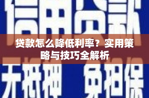 阳山贷款怎么降低利率？实用策略与技巧全解析